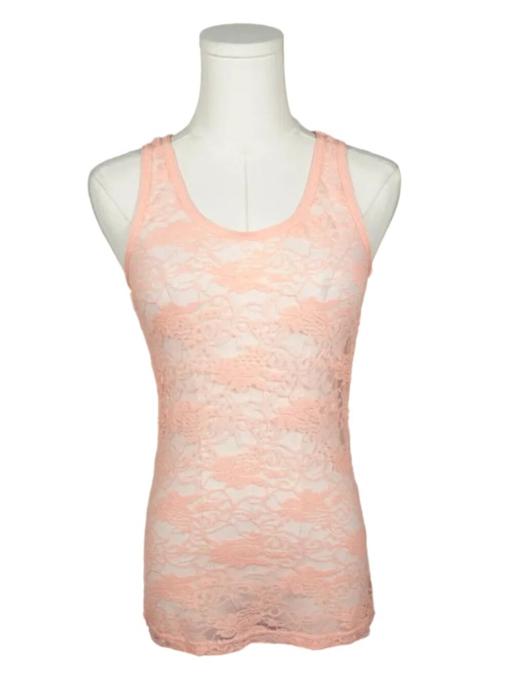 Coral Lace Racerback Tank Top-M